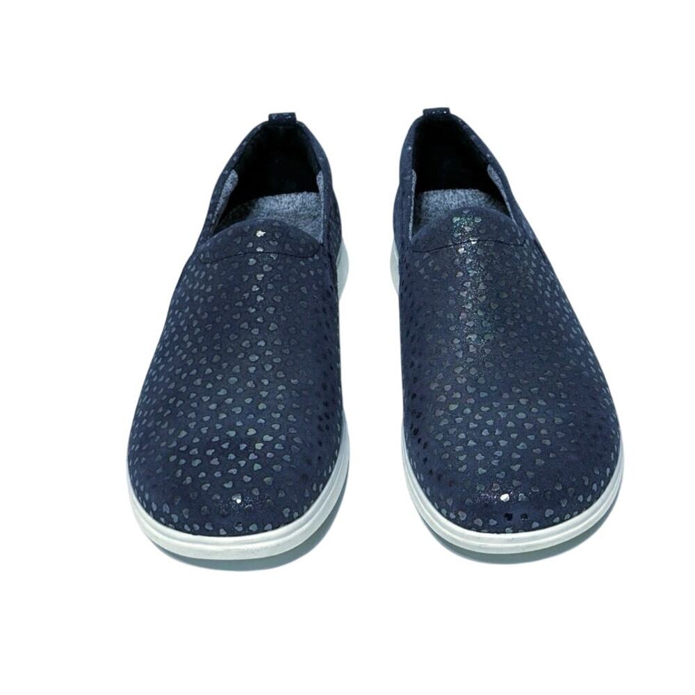 Klogs Women's Leena Slip On Shoes Leather Navy Iridescent Heart Dot Print 11 - Picture 3 of 8